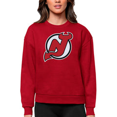 NHL New Jersey Devils Antigua Women's Team Logo Victory Crewneck Pullover Sweatshirt - Red