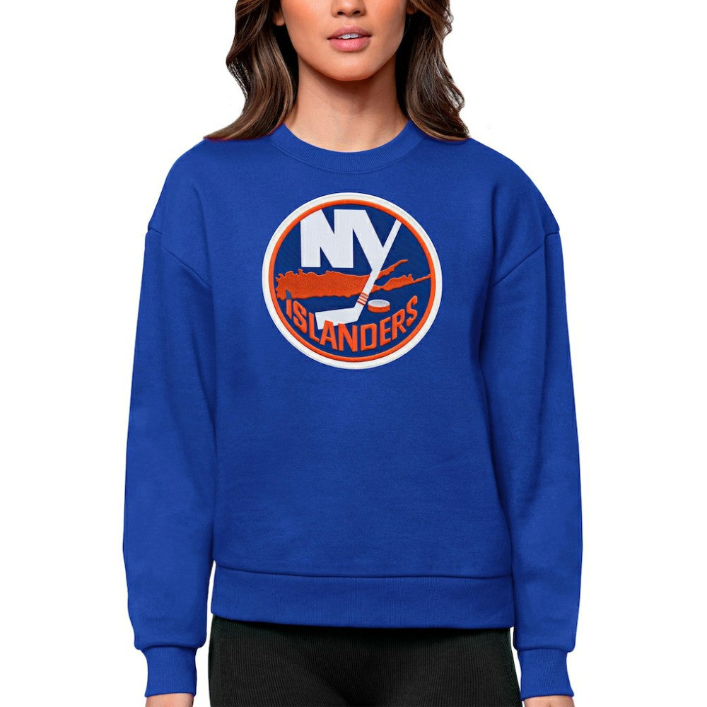 NHL New York Islanders Antigua Women's Team Logo Victory Crewneck Pullover Sweatshirt - Royal