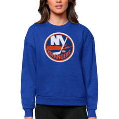 NHL New York Islanders Antigua Women's Team Logo Victory Crewneck Pullover Sweatshirt - Royal