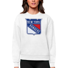 NHL New York Rangers Antigua Women's Team Logo Victory Crewneck Pullover Sweatshirt - White