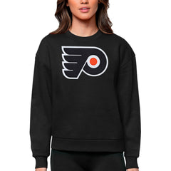 NHL Philadelphia Flyers Antigua Women's Team Logo Victory Crewneck Pullover Sweatshirt - Black