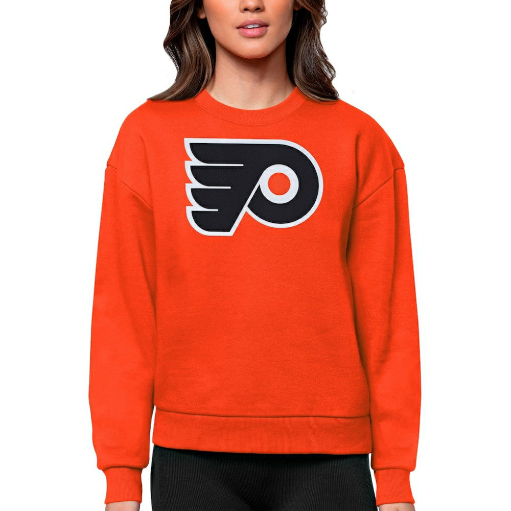 NHL Philadelphia Flyers Antigua Women's Team Logo Victory Crewneck Pullover Sweatshirt - Orange