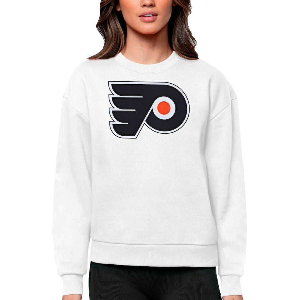 NHL Philadelphia Flyers Antigua Women's Team Logo Victory Crewneck Pullover Sweatshirt - White