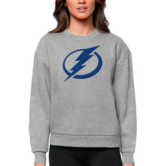 NHL Tampa Bay Lightning Antigua Women's Team Logo Victory Crewneck Pullover Sweatshirt - Heather Gray