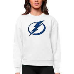 NHL Tampa Bay Lightning Antigua Women's Team Logo Victory Crewneck Pullover Sweatshirt - White