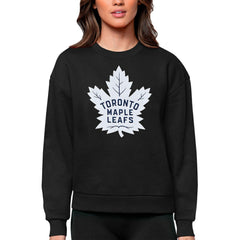 NHL Toronto Maple Leafs Antigua Women's Team Logo Victory Crewneck Pullover Sweatshirt - Black
