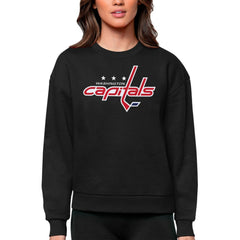 NHL Washington Capitals Antigua Women's Team Logo Victory Crewneck Pullover Sweatshirt - Black