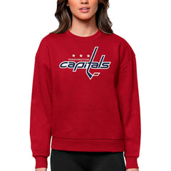 NHL Washington Capitals Antigua Women's Team Logo Victory Crewneck Pullover Sweatshirt - Red