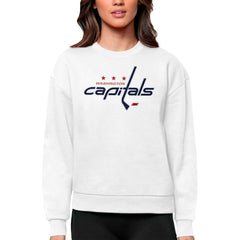 NHL Washington Capitals Antigua Women's Team Logo Victory Crewneck Pullover Sweatshirt - White