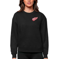 NHL Detroit Red Wings Antigua Women's Victory Crewneck Pullover Sweatshirt - Black