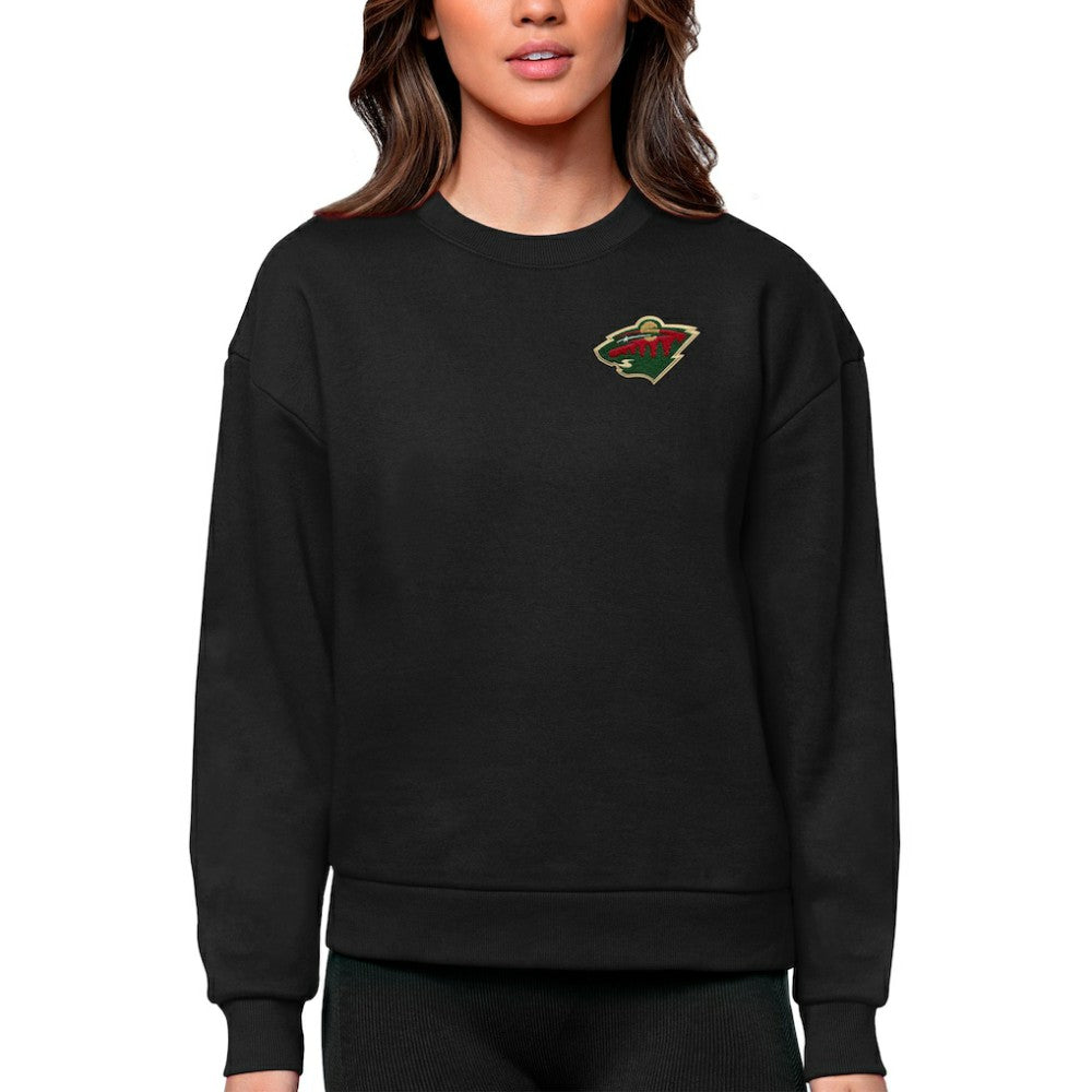 NHL Minnesota Wild Antigua Women's Victory Crewneck Pullover Sweatshirt - Black