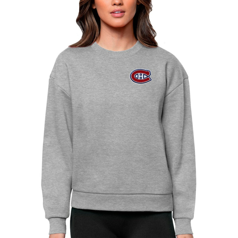 NHL Montreal Canadiens Antigua Women's Victory Crewneck Pullover Sweatshirt - Heather Gray