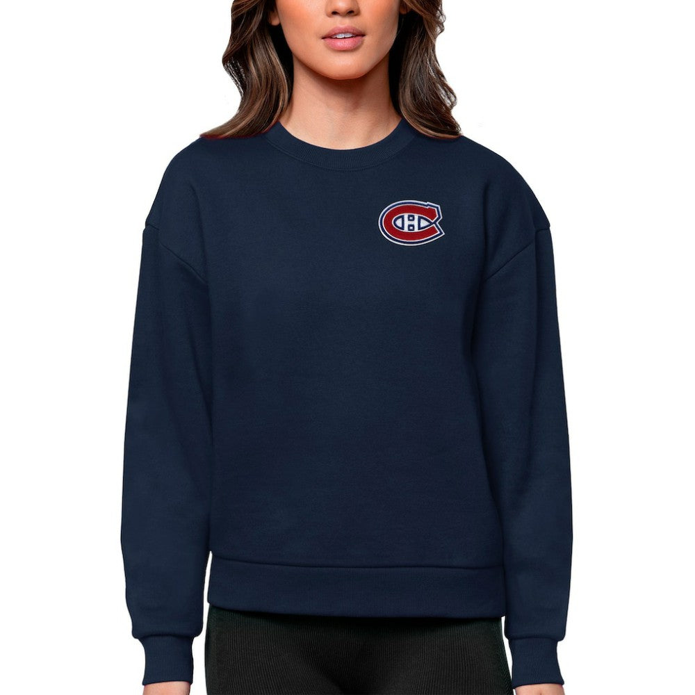 NHL Montreal Canadiens Antigua Women's Victory Crewneck Pullover Sweatshirt - Navy