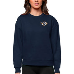 NHL Nashville Predators Antigua Women's Victory Crewneck Pullover Sweatshirt - Navy