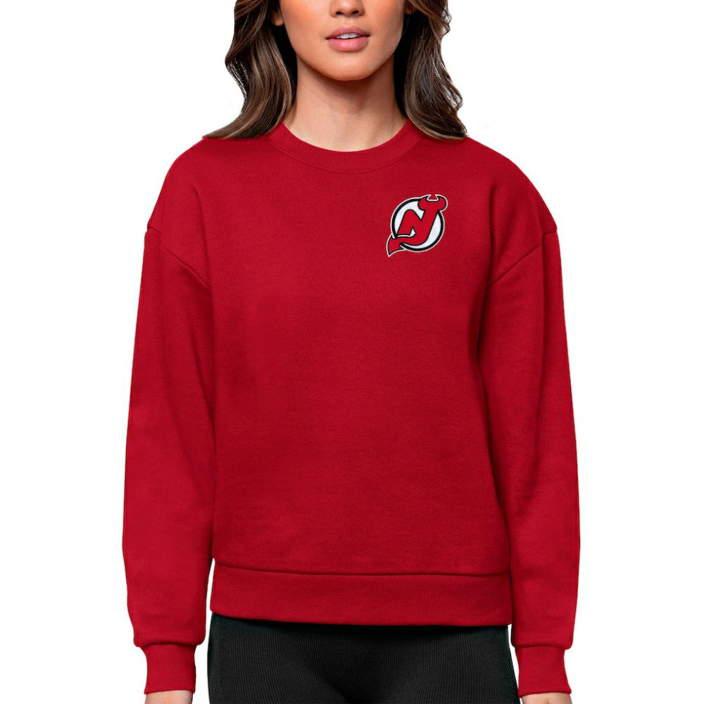 NHL New Jersey Devils Antigua Women's Victory Crewneck Pullover Sweatshirt - Red