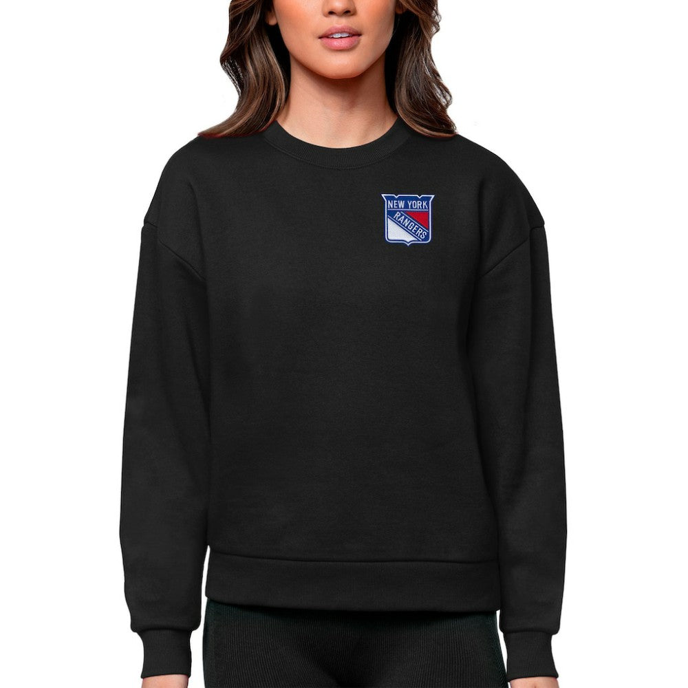 NHL New York Rangers Antigua Women's Victory Crewneck Pullover Sweatshirt - Black