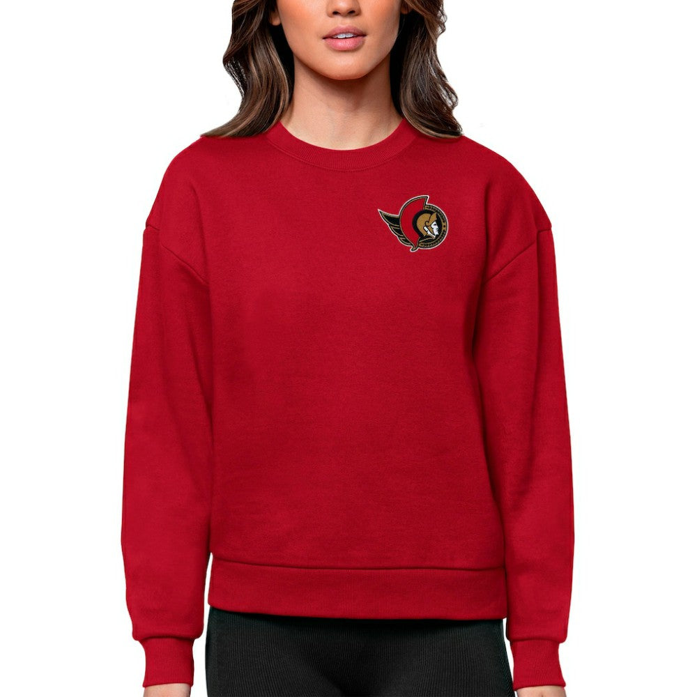 NHL Ottawa Senators Antigua Women's Victory Crewneck Pullover Sweatshirt - Red