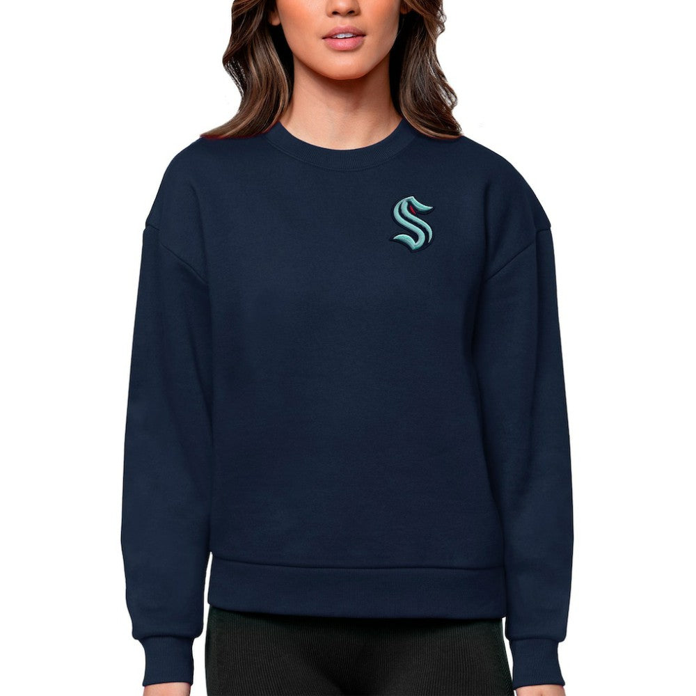 NHL Seattle Kraken Antigua Women's Victory Crewneck Pullover Sweatshirt - Navy