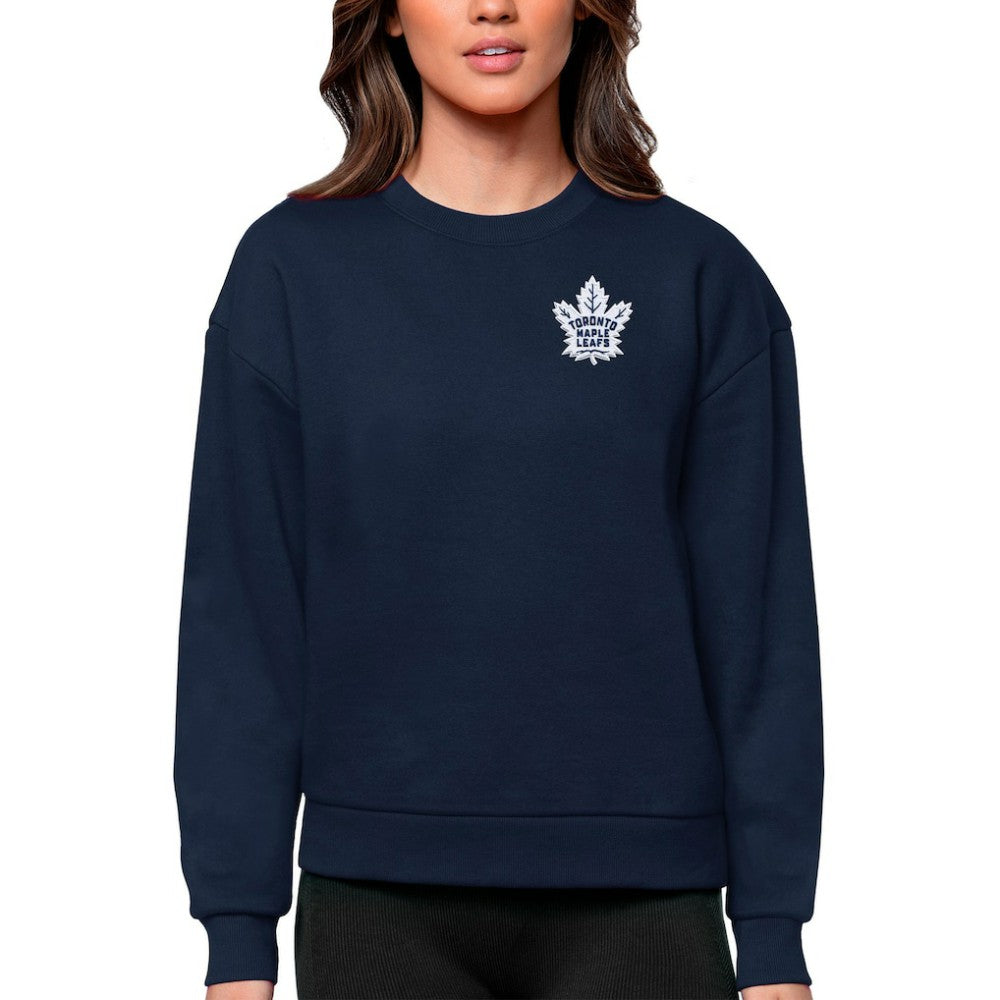 NHL Toronto Maple Leafs Antigua Women's Victory Crewneck Pullover Sweatshirt - Navy