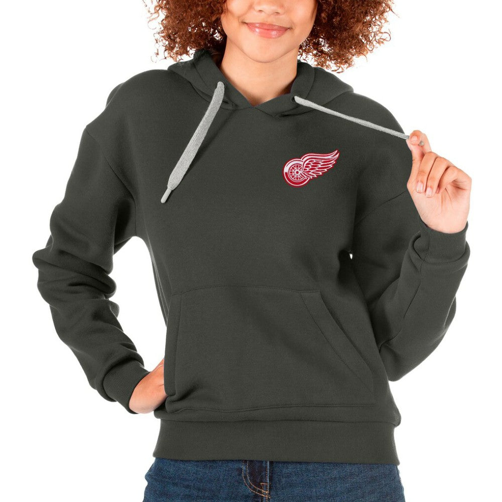 NHL Detroit Red Wings Antigua Women's Victory Pullover Hoodie - Charcoal
