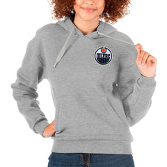 NHL Edmonton Oilers Antigua Women's Victory Pullover Hoodie - Heather Gray