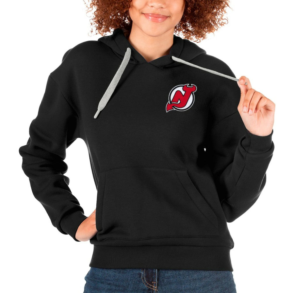 NHL New Jersey Devils Antigua Women's Victory Pullover Hoodie - Black