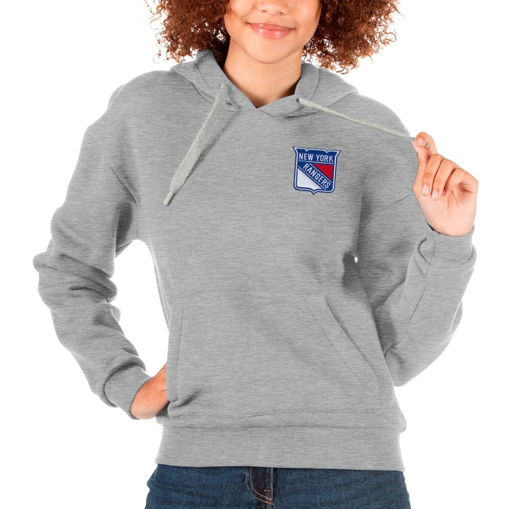 NHL New York Rangers Antigua Women's Victory Pullover Hoodie - Heather Gray