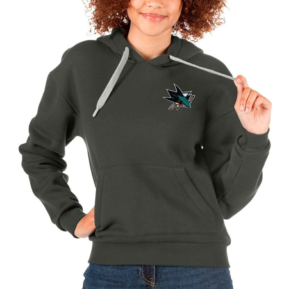 NHL San Jose Sharks Antigua Women's Victory Pullover Hoodie - Charcoal