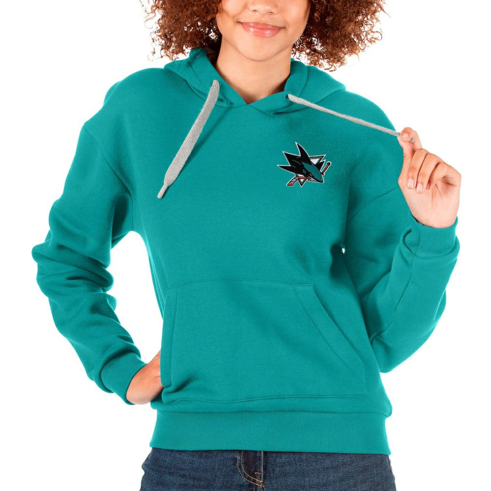 NHL San Jose Sharks Antigua Women's Victory Pullover Hoodie - Teal