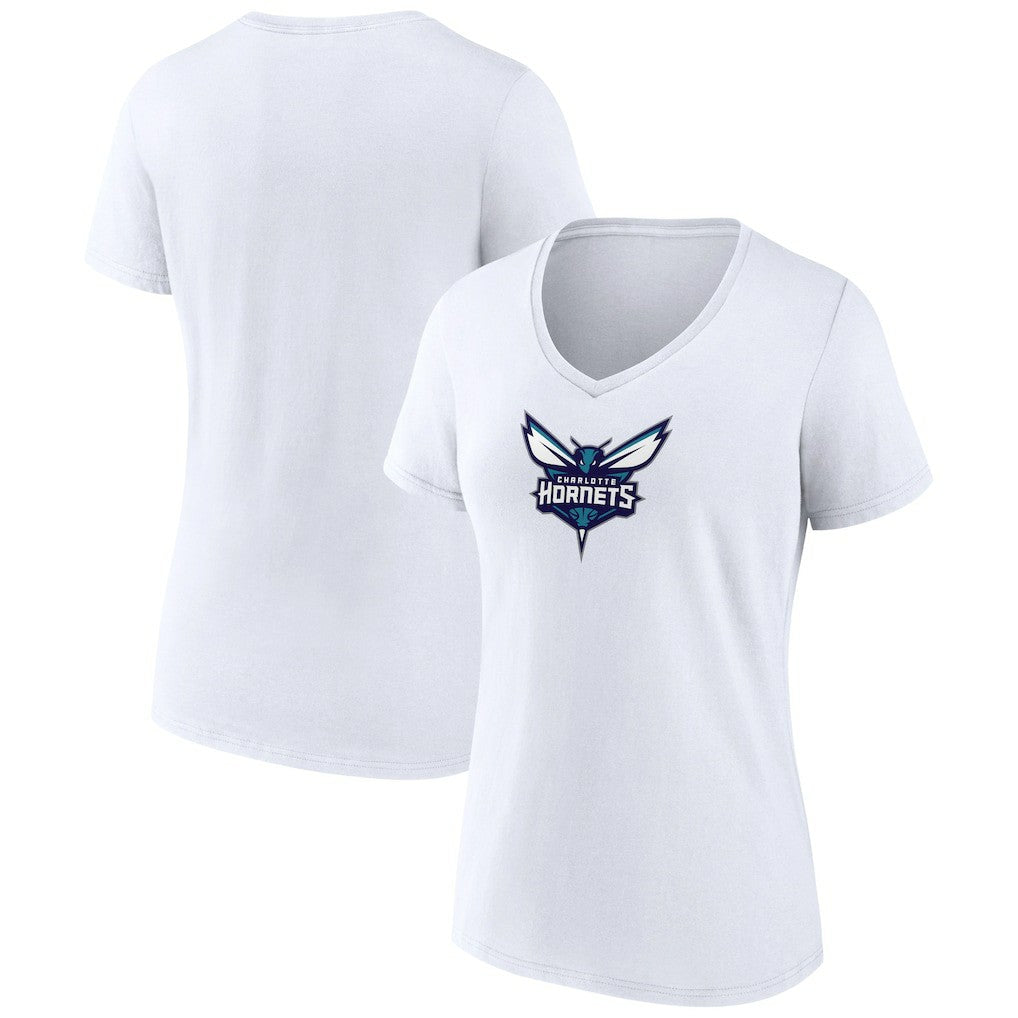 Charlotte Hornets Women's Logo V-Neck T-Shirt White