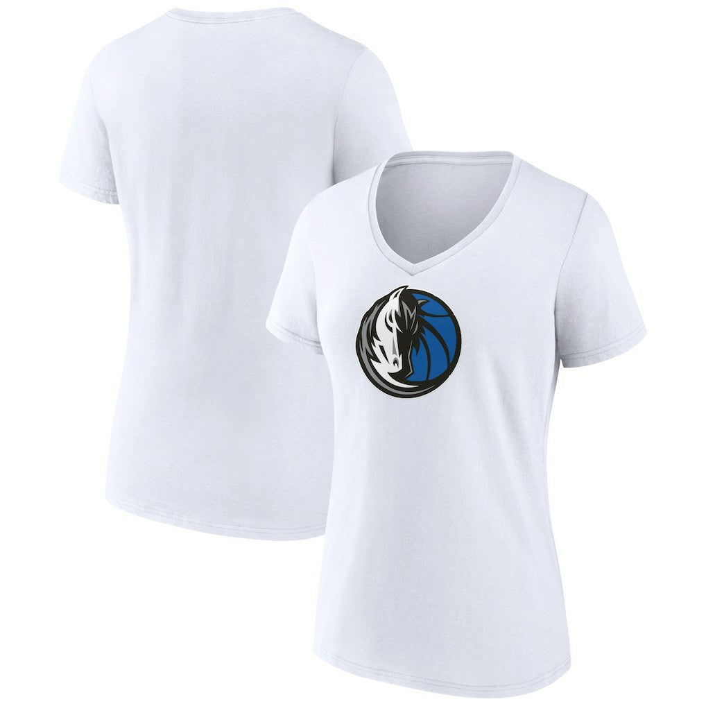 Dallas Mavericks Women's Logo V-Neck T-Shirt White