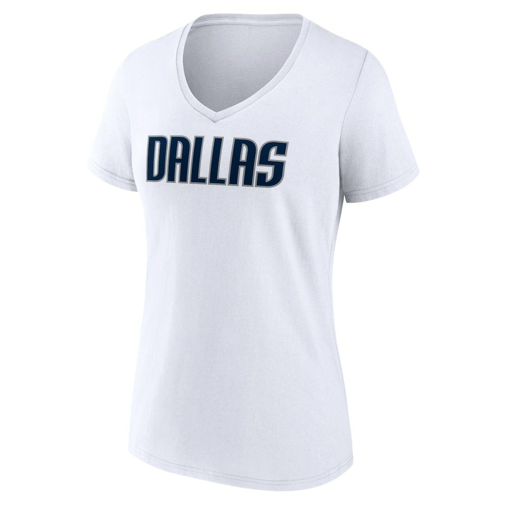 Dallas Mavericks Women's Wordmark V-Neck T-Shirt White