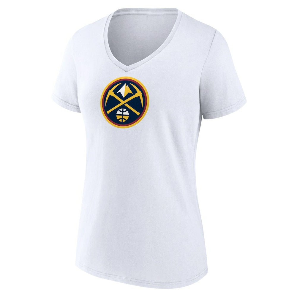 Denver Nuggets Women's Logo V-Neck T-Shirt White
