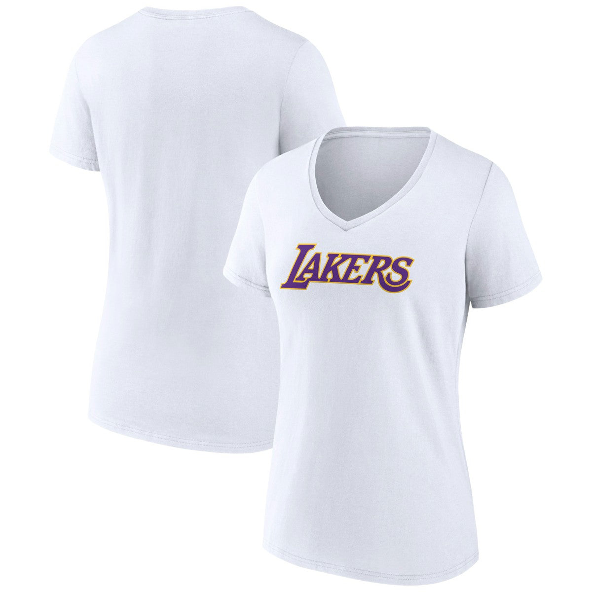 Los Angeles Lakers Women's Wordmark V-Neck T-Shirt White