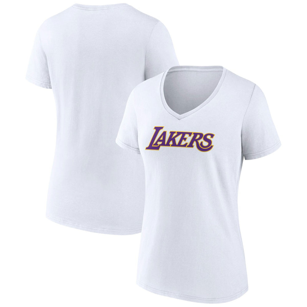 Los Angeles Lakers Women's Wordmark V-Neck T-Shirt White