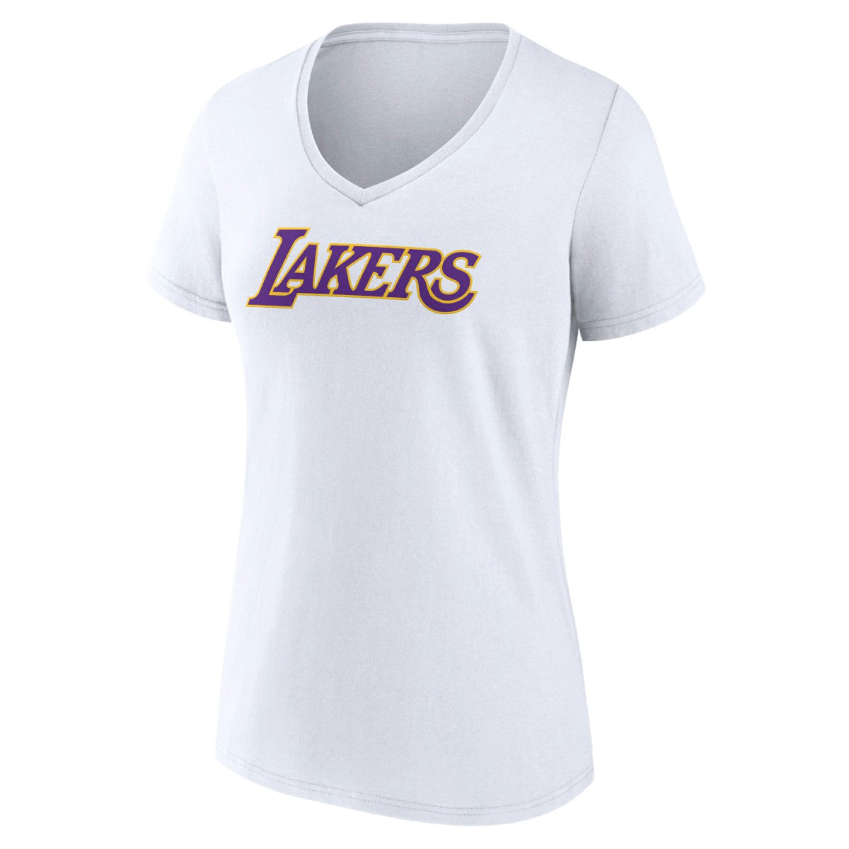 Los Angeles Lakers Women's Wordmark V-Neck T-Shirt White