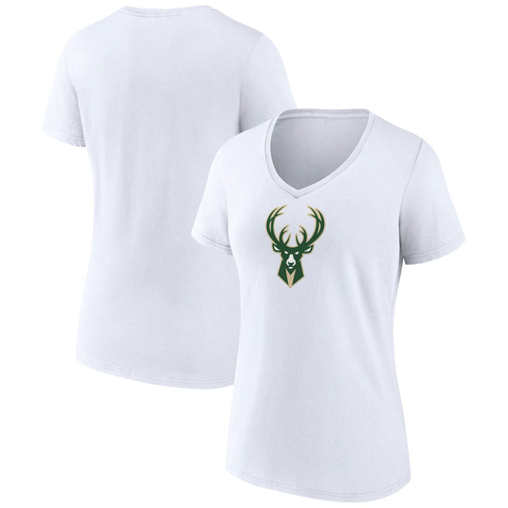 Milwaukee Bucks Women's Logo V-Neck T-Shirt White