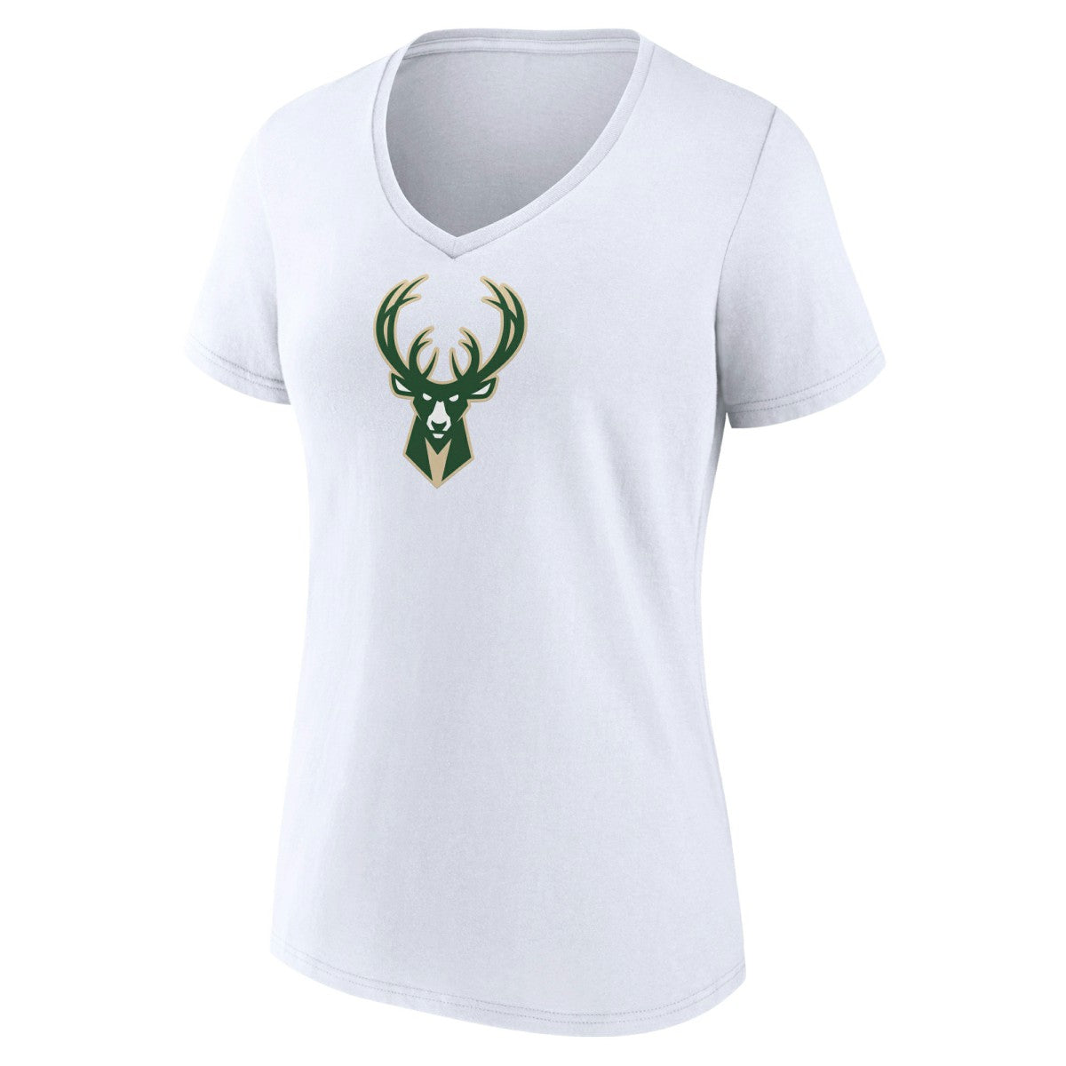 Milwaukee Bucks Women's Logo V-Neck T-Shirt White