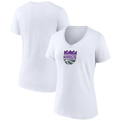 Sacramento Kings Women's Logo V-Neck T-Shirt White