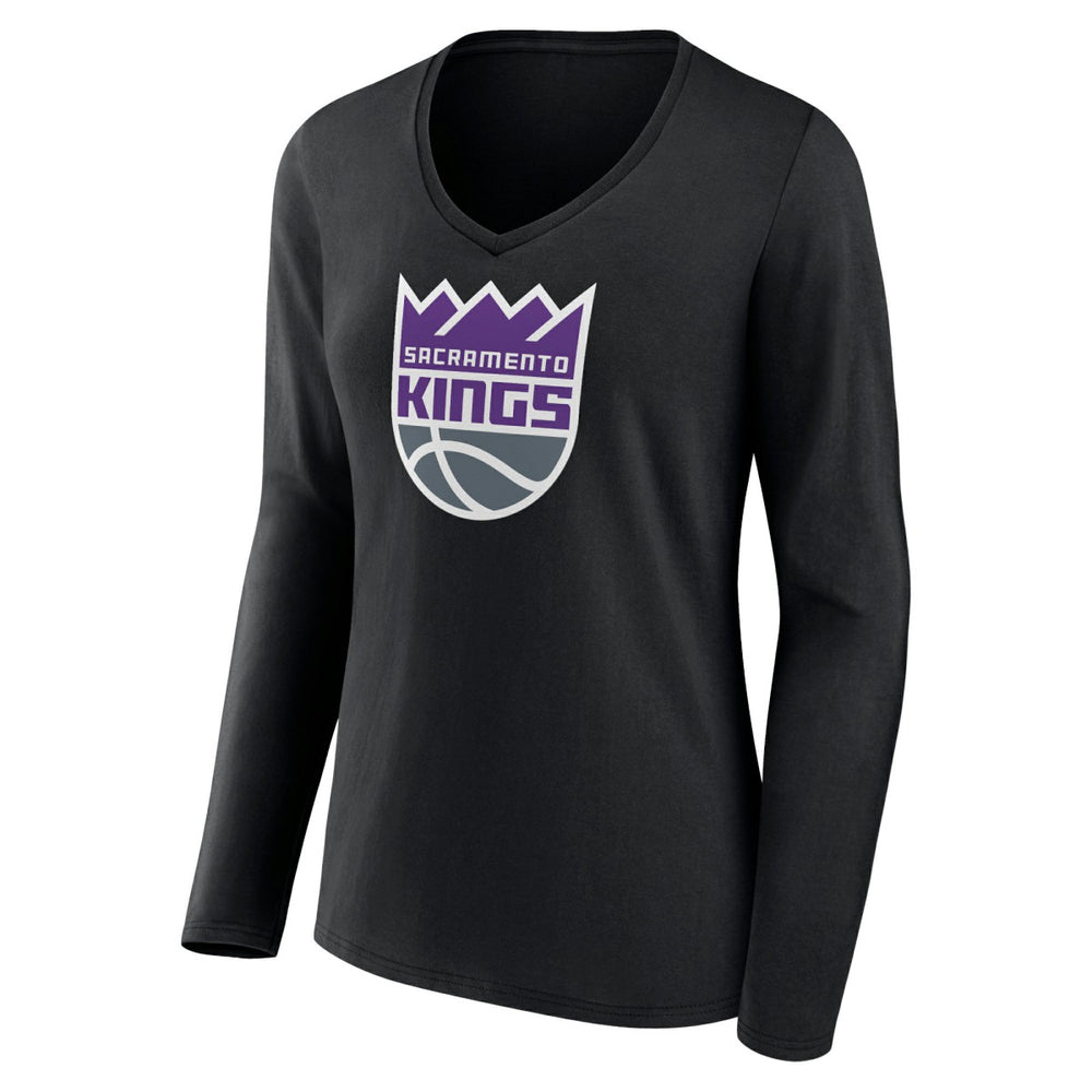 Sacramento Kings Women's Logo Long Sleeve V-Neck T-Shirt Black