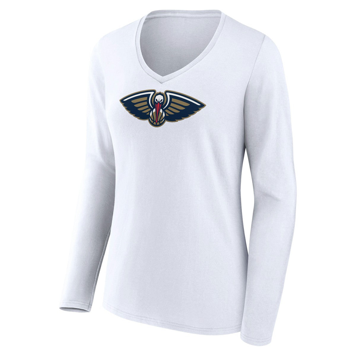 New Orleans Pelicans Women's Logo Long Sleeve V-Neck T-Shirt White