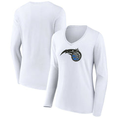 Orlando Magic Women's Logo Long Sleeve V-Neck T-Shirt White