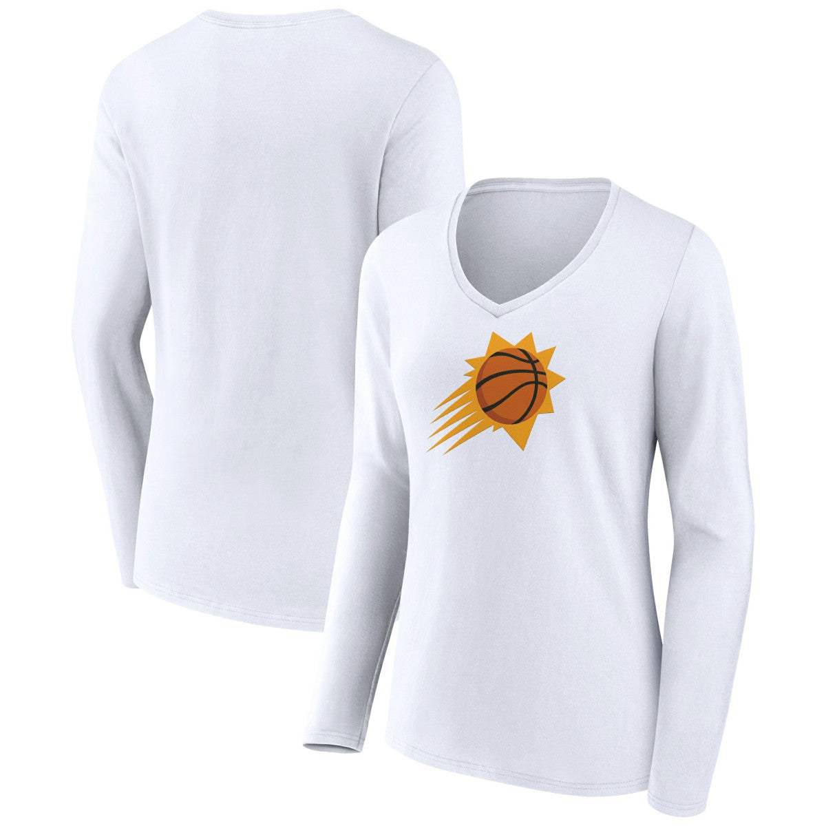 Phoenix Suns Women's Logo Long Sleeve V-Neck T-Shirt White