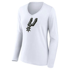 San Antonio Spurs Women's Logo Long Sleeve V-Neck T-Shirt White