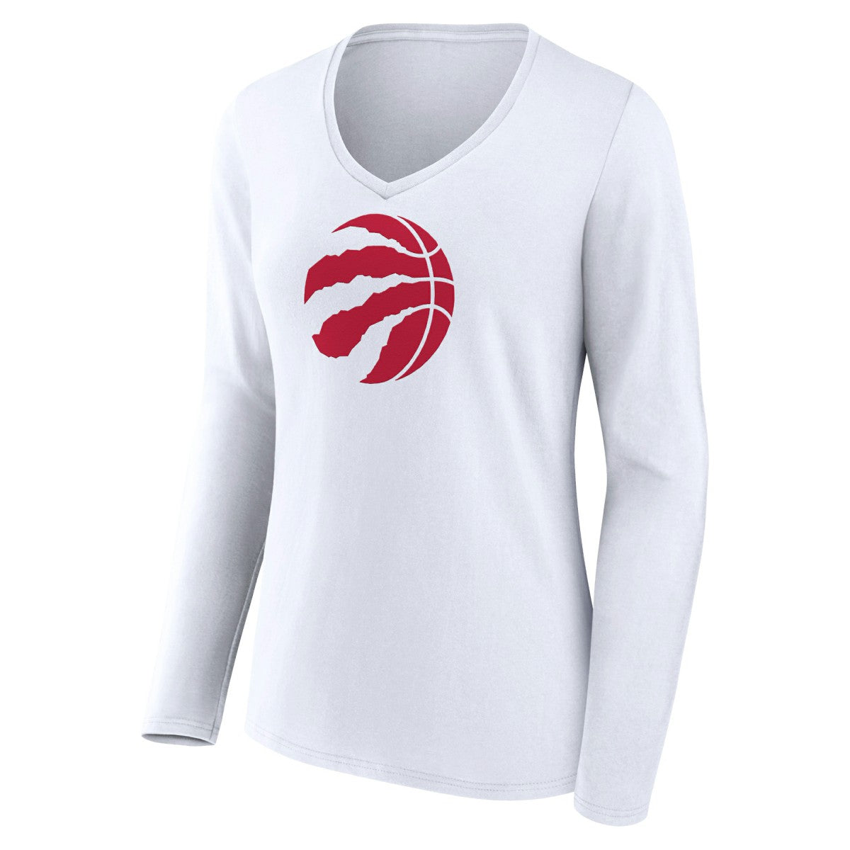 Toronto Raptors Women's Logo Long Sleeve V-Neck T-Shirt White