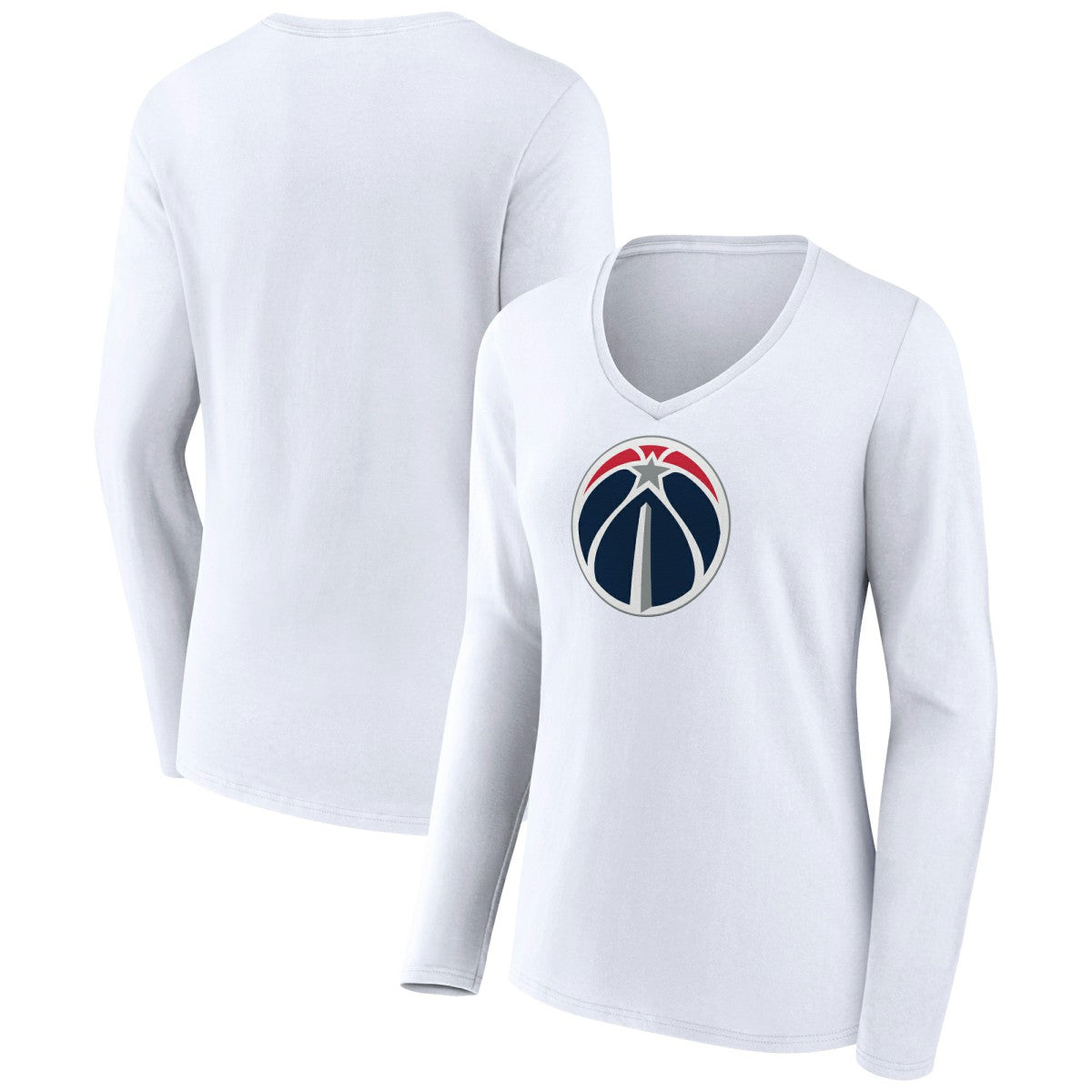 Washington Wizards Women's Logo Long Sleeve V-Neck T-Shirt White