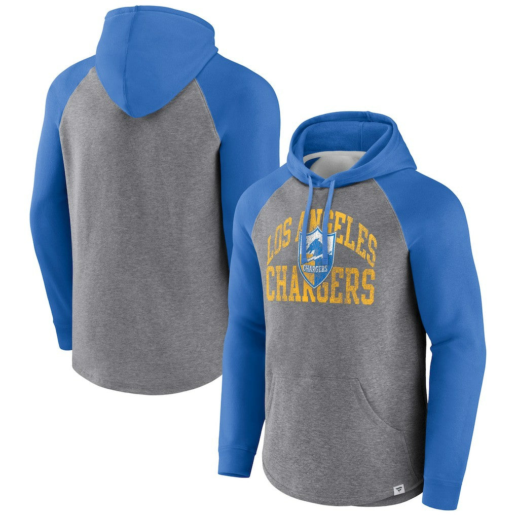Los Angeles Chargers Favorite Arch Raglan Pullover Hoodie Heather Gray