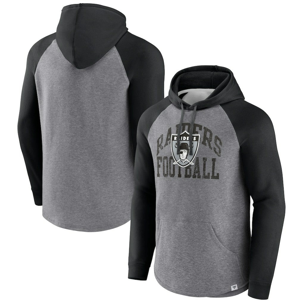 Las Vegas Raiders Favorite Arch Raglan Pullover Hoodie Heather Gray