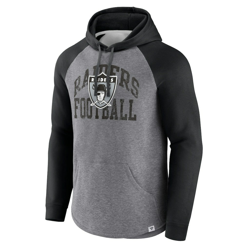Las Vegas Raiders Favorite Arch Raglan Pullover Hoodie Heather Gray