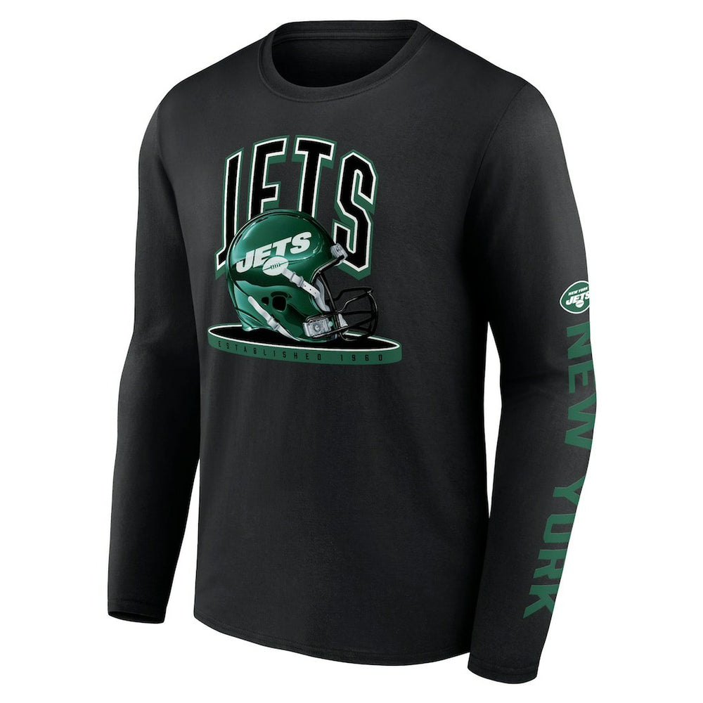New York Jets Helmet Platform Long Sleeve T-Shirt Black